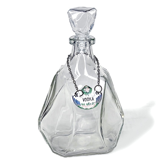 Hill Thomson Vintage Glass Decanter with Hand Painted Liquor Marker